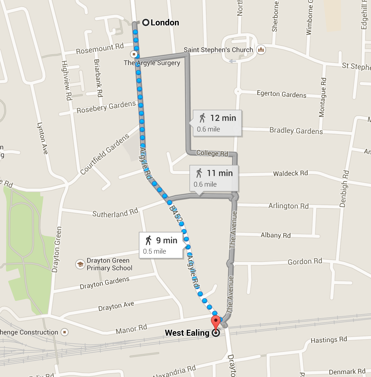 Argyle Road walking Map