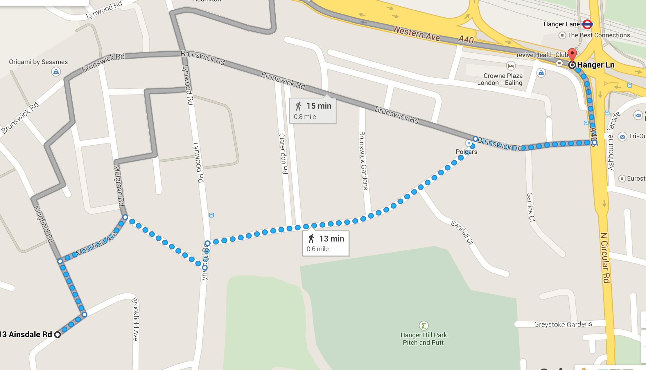 Ainsdale Road walking route